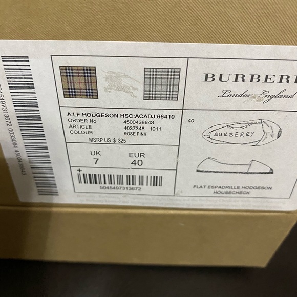 Pink Burberry Flat espadrille authentic Housecheck - Picture 8 of 8